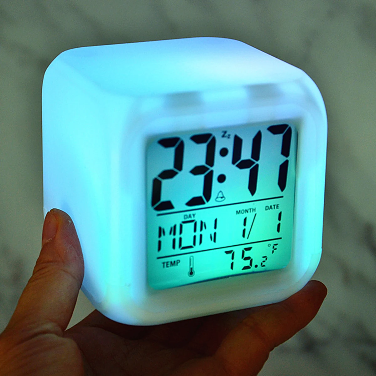 LED Digital Alarm Clock 12/24H Bedside Night Light Clock Display Time Date Temperature Desktop Decor Alarm Clock With/no Battery