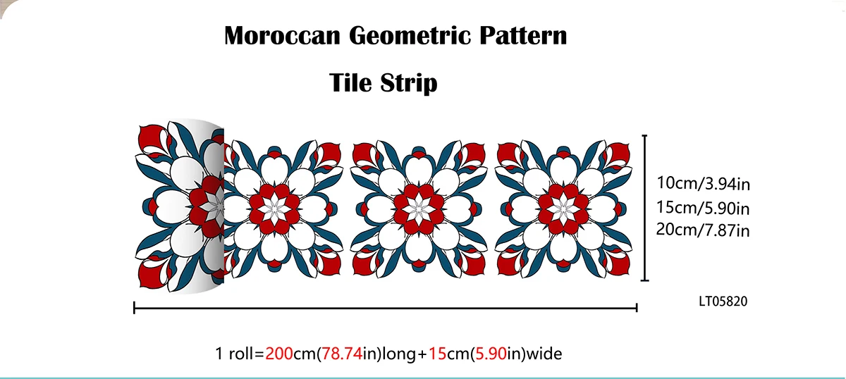 Red Blue Mandala Tile Stickers Waterproof Peel Stick Decals For Kitchen Cabinet Stair Skirting Line Bathroom DIY Home Decor