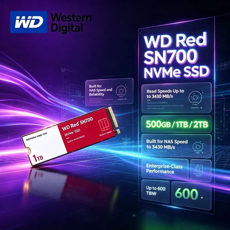 WD Red SN700 PCIe4.0 NVMe M.2 2280 SSD Western Digital 500GB 1TB 2TB NAS Friendly Internal Hard Drive Desktop Storage Upgrade
