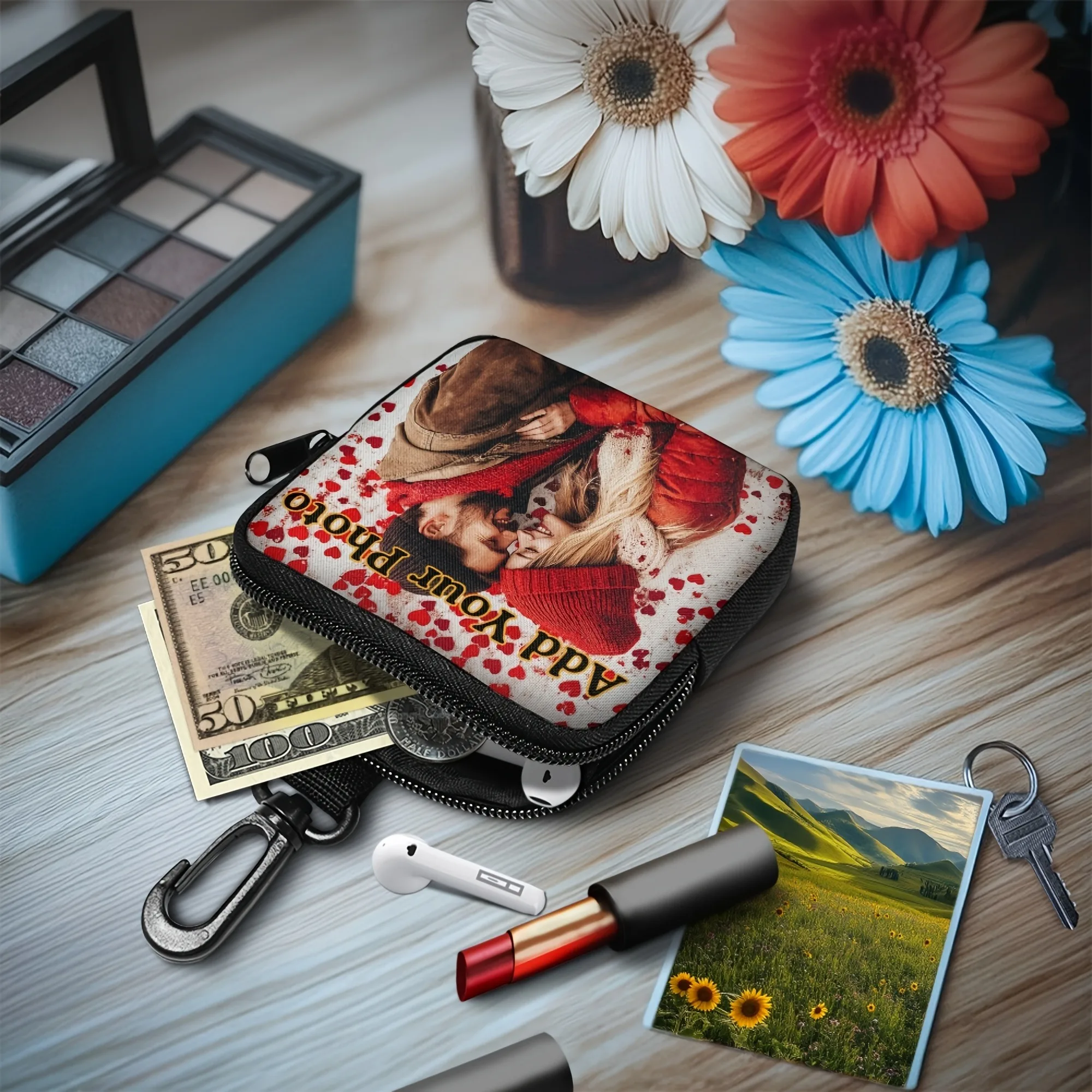 Portamonete con foto personalizzata Mini portamonete portamonete Design fotografico unico Accessori da viaggio Portafogli appesi Regali di Natale