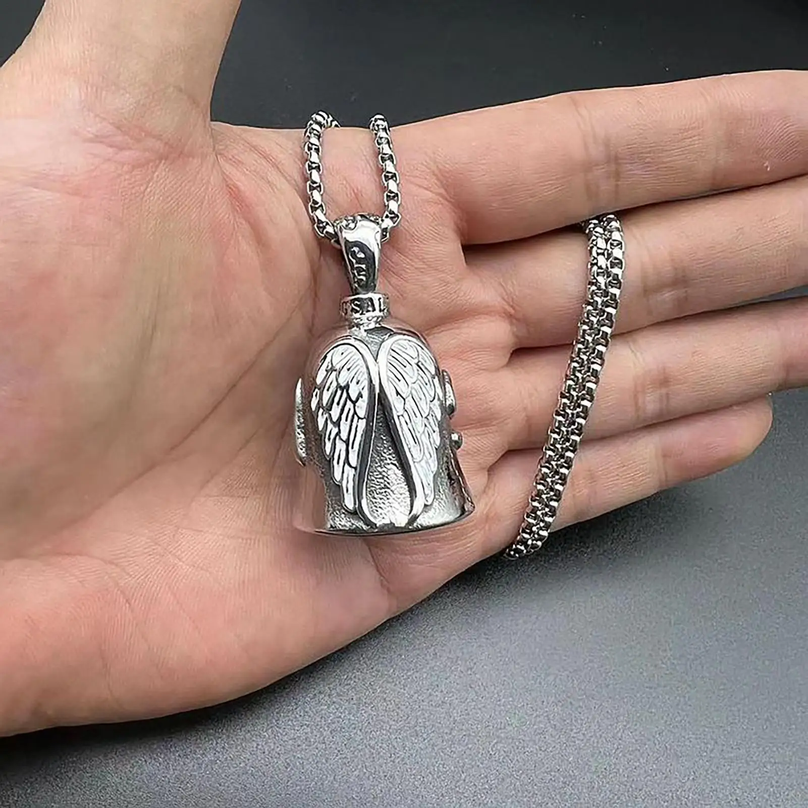 

dUniversal Motorcycle Riding Bell Angel Guardians Bell Hang Pendant Biker Accessory Titanium Steel Retro Luckyd Exorcism Bell