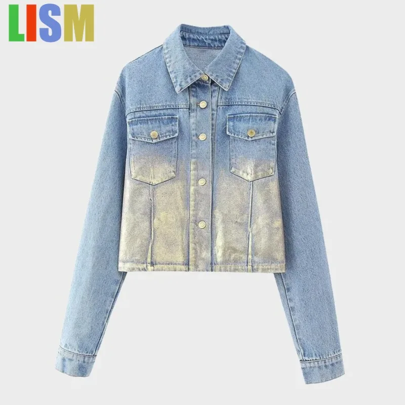 

LISM Winter outerwears 2025 new women's clothing vacation style fashionable temperament metal series short denim jacket jacket