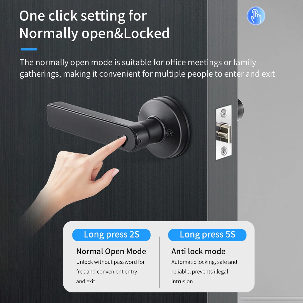 Support Tuya APP BLE Fingerprint Door Lock Smart Digital Electronic Lock with Password/Key/IC Card/ Smartlife Multiple Unlocking
