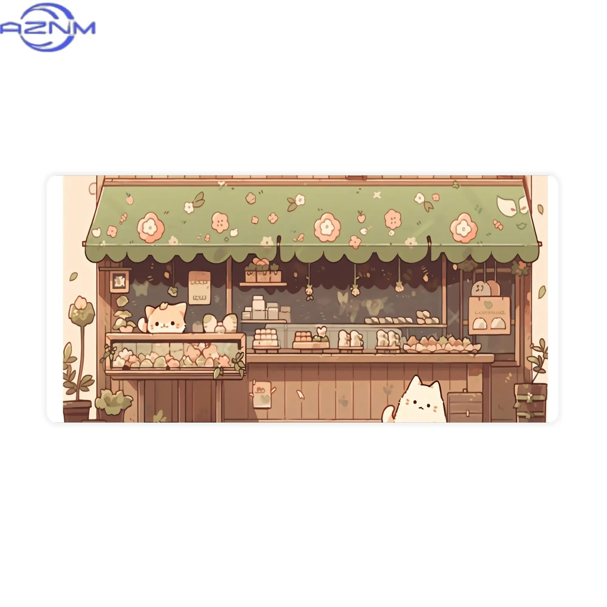 Cat Bakery Aesthetic Green Shop Large Desk Mat for Gaming and Streaming Stations Adds a Bold Statement to Your Setup