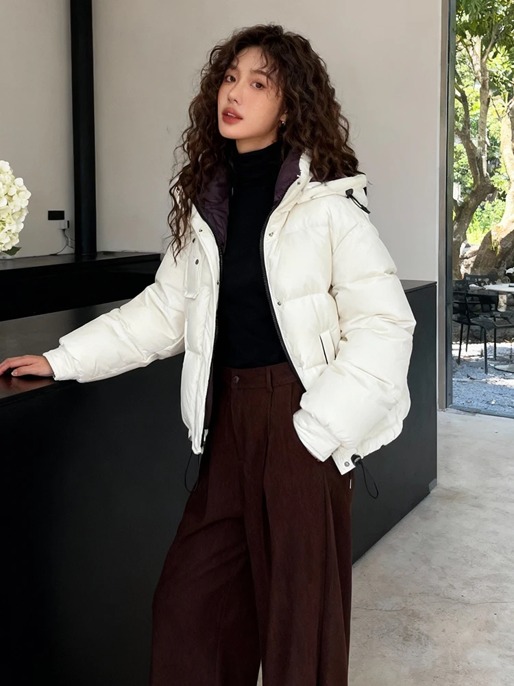 Korean Sle Commuter Thiened Warm Zipper down Cotton Jaet Women's Winter Lazy Sle Anti-Aging Outerwear Coat