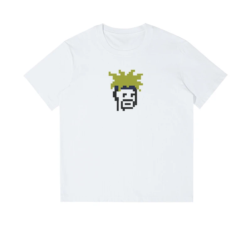 

American fashion retro short-sleeved mens t-shirt ruffian handsome loose round neck versatile white t-shirt