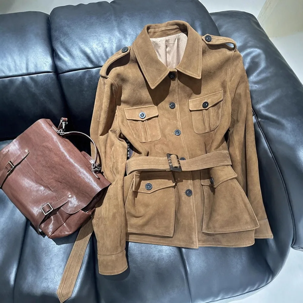 Maillard Coffee Suede Jacket Women's 2026 Autumn and Winter New Cool and Sassy Texture Unique Fashion Waist and Thin Windproof