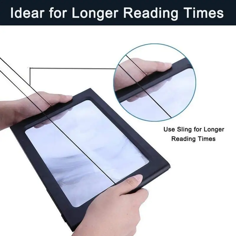 Full Page Magnifier Reading Magnifier With 6 Led Light Hands-Free Magnifying Glass Large Lens Magnifier Full-Page Rectangular
