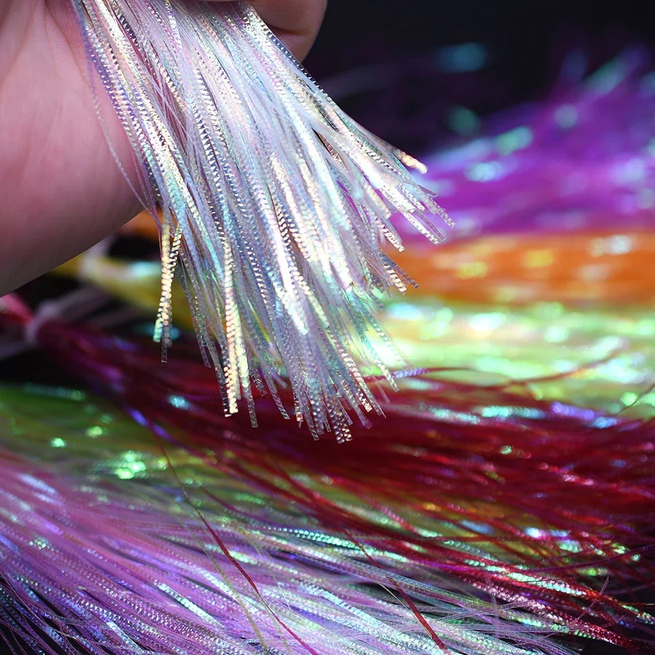 30cm 5g/Beutel Wellenförmige Gliss-Stränge Irisierendes Regenbogen-Flash-Tinsel Fliegenbindematerial für Angelköder DIY ﻿ – Detail 5
