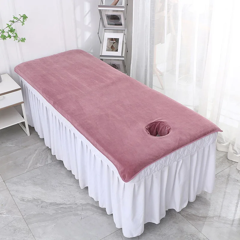 Solid Velvet Beauty Salon SPA Bed Sheets Massage Warm Bed Table Cover Sabanas Para Cama Soft Salon Sheets With Hole