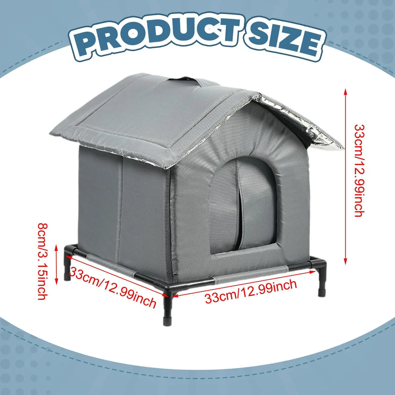 Weatherproof Outdoor Cat House Warm Insulated Kitty Shelter Windproof Tent for Stray Cat Community Use view 2