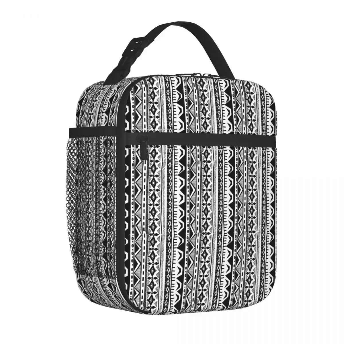 Geo Print Lunch Bag For Men Tribal Stripe Lunch Box Outdoor Picnic Portable Tote Food Bags Oxford Graphic Design Cooler Bag