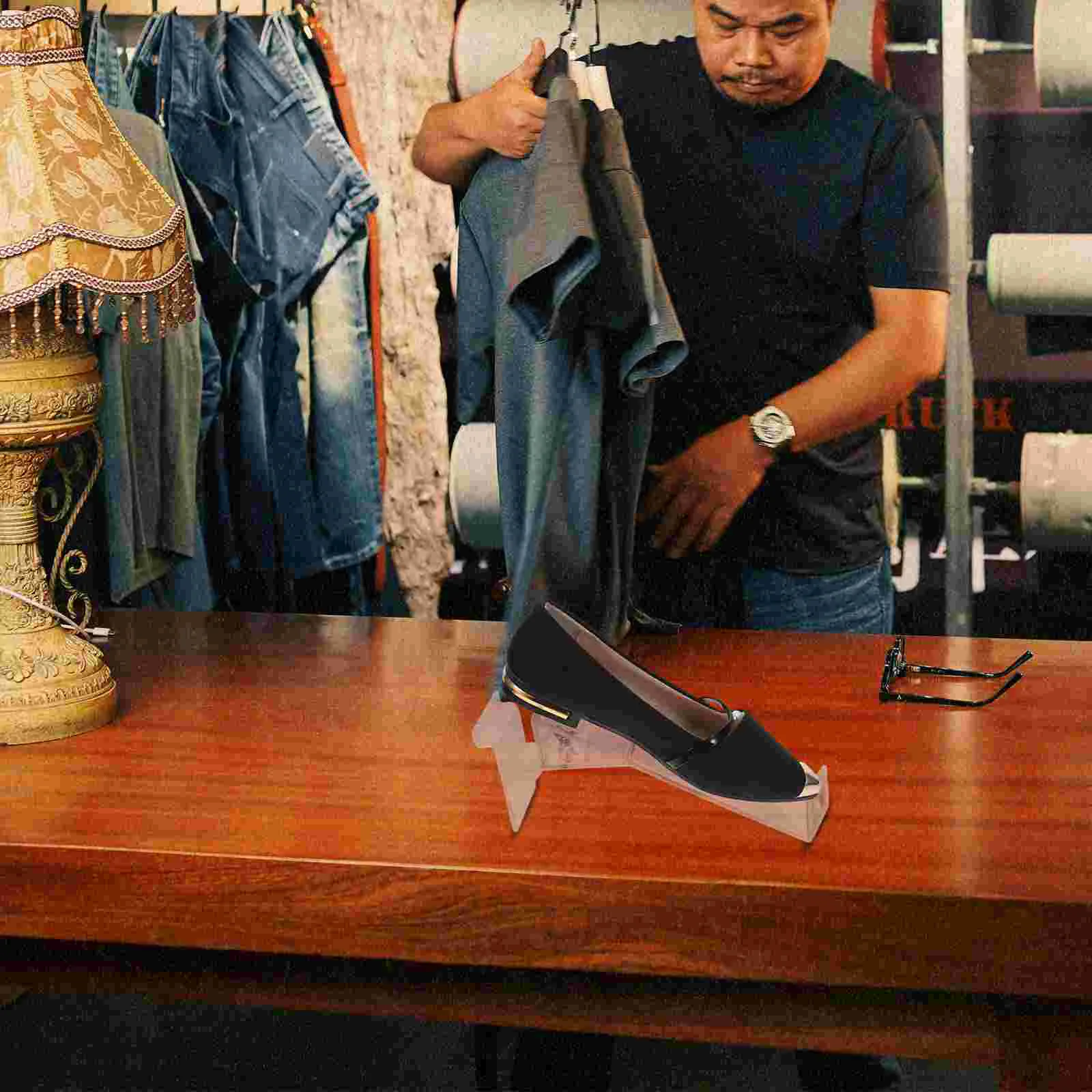 2 Pcs Shoe Rack Display Stand for Small Holder 2550X1000X700CM Plastic Transparent Shelf