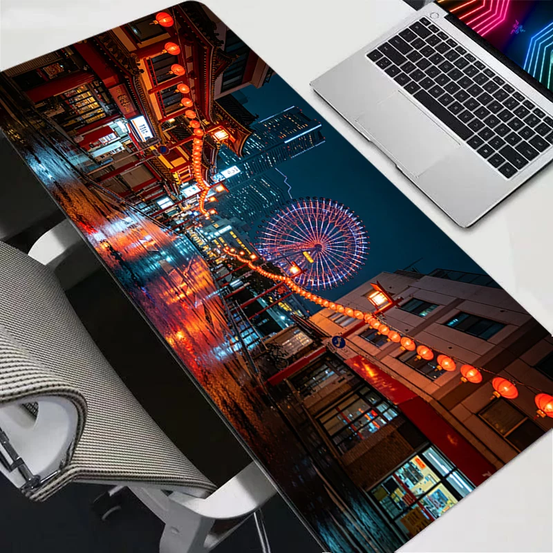 Japanese Night Streets Mouse Pad Large rug Gamer XXL Keyboard Desk Mouse Mat Carpet Rubber Tapis Souris Gaming Notbook Mousepad
