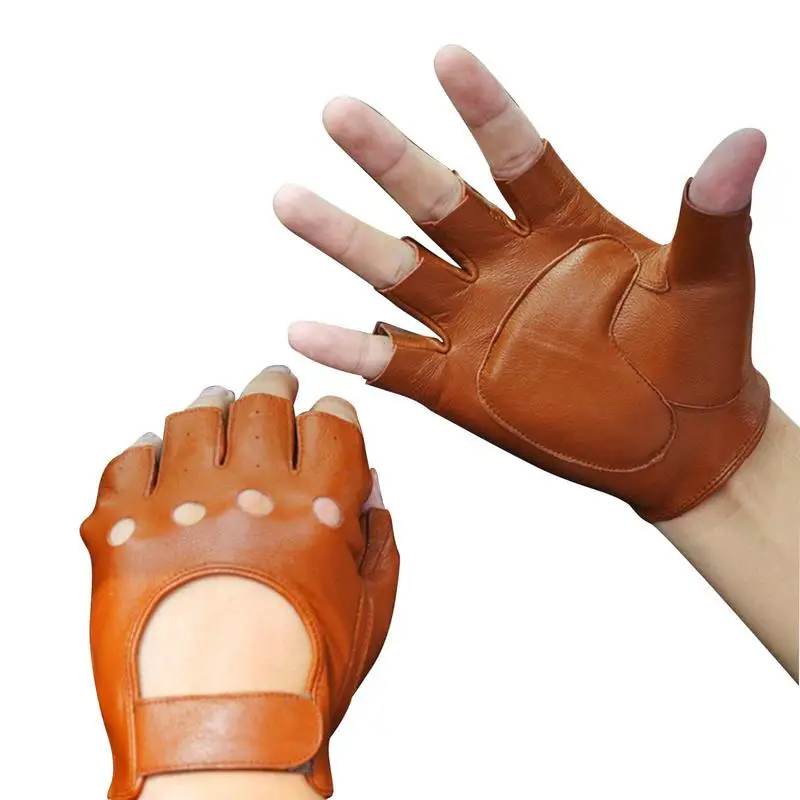 

Bike Riding Gloves Men Motorcycle Gloves Half Finger Cycling Bike Gloves Leather Driving Gloves Fingerless Protective Gear