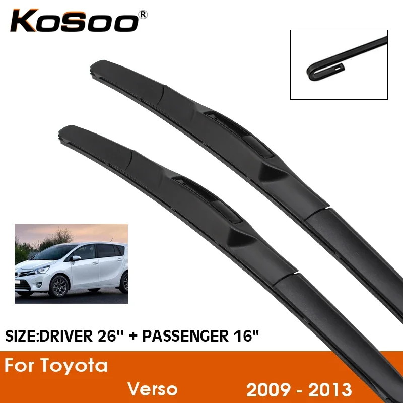 Car Wiper Blade For Toyota Verso 2009-2013 Windshield Rubber Silicon Refill Front Window Wiper 26"+16" LHD RHD Auto Accessories