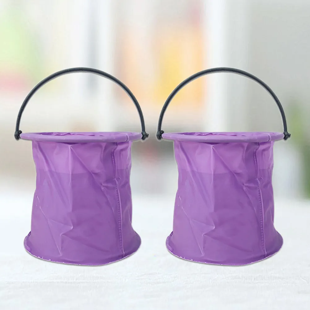 2pcs Foldable Pen Washing Barrel – Colorful PVC Portable Art Supply Storage Bucket with Handle