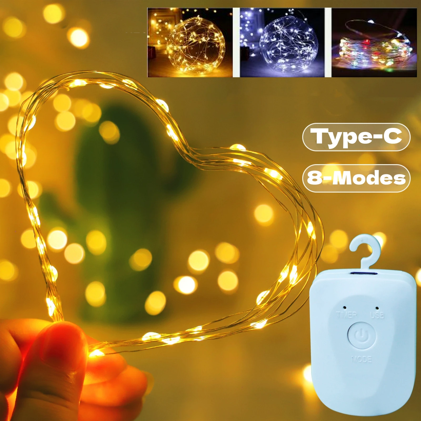 1/3 Pack LED Fairy Lights USB Charging Button Battery Powered 10/20/30LEDs Christmas Wedding Bedroom Garden String Lighting