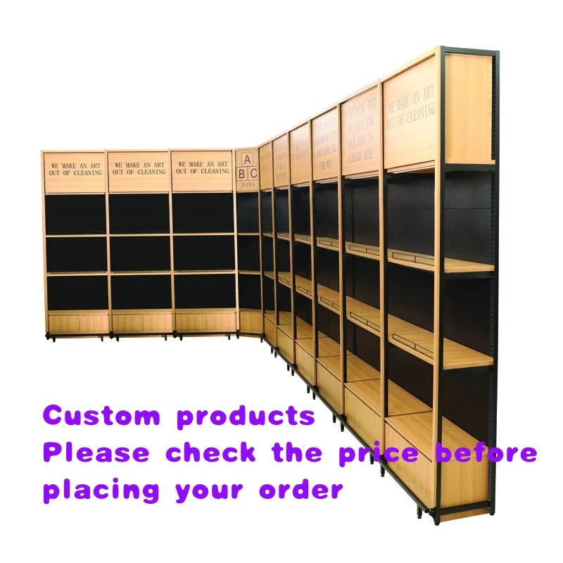 custom.Wooden Shelf Double Side Wooden Retail Display Racks Supermarket Display Shelves