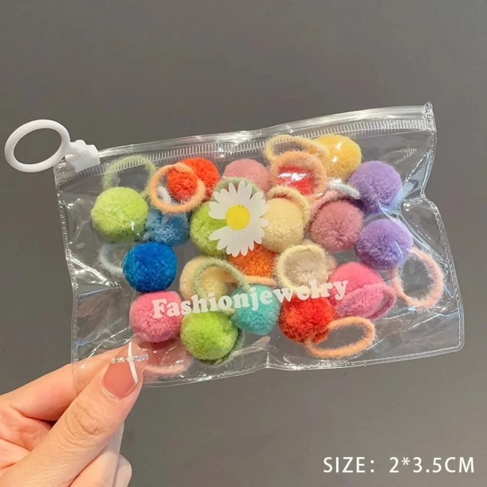 

20Pcs New Colorful Hair Bands Cute Plush Ball Headwear No Harm To Hair Hair Ropes Hair Accessories