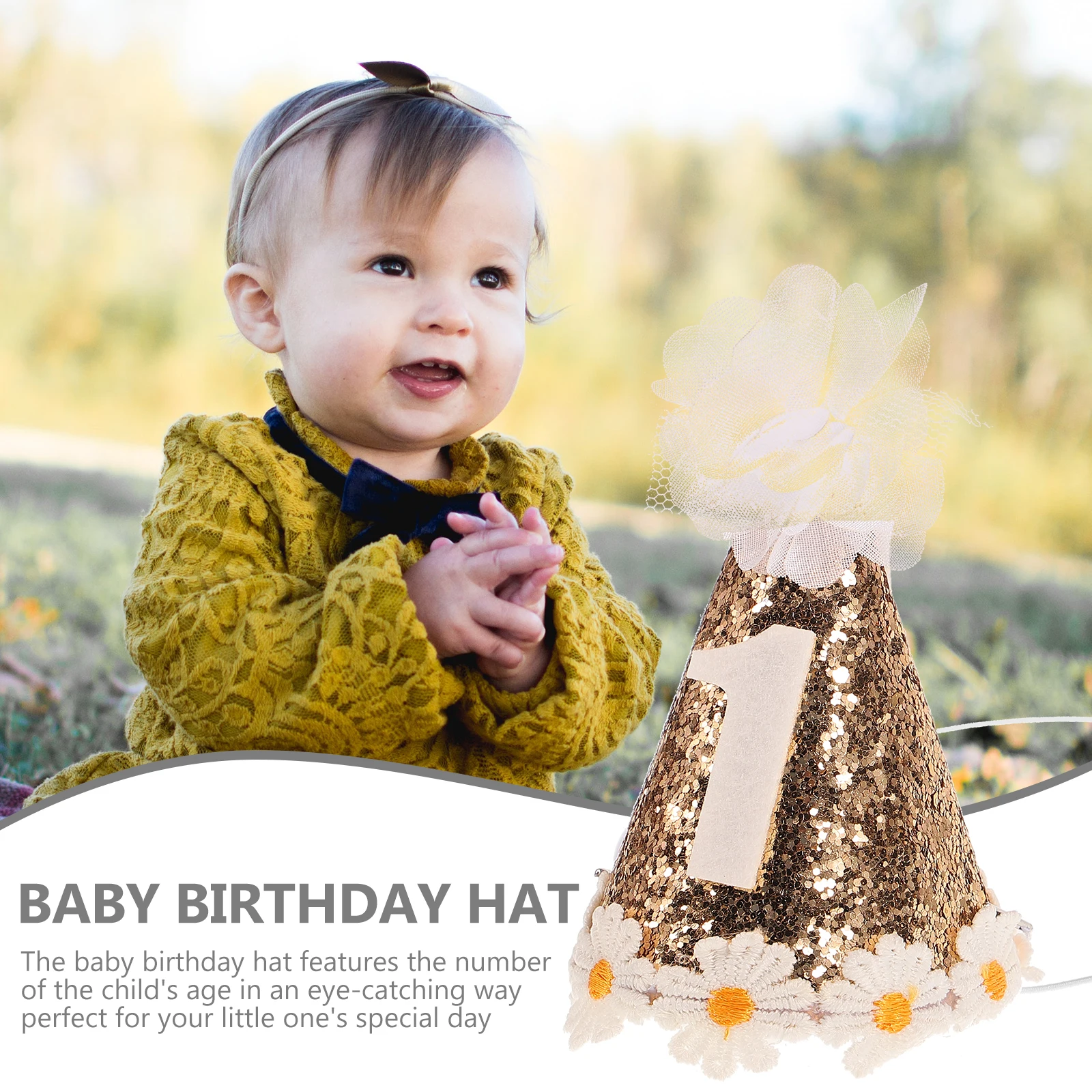 

Flower Birthday Hat s Party Hats Glitter 1St Birthday Cone Cap Photo Prop For Girl Classroom Celebration