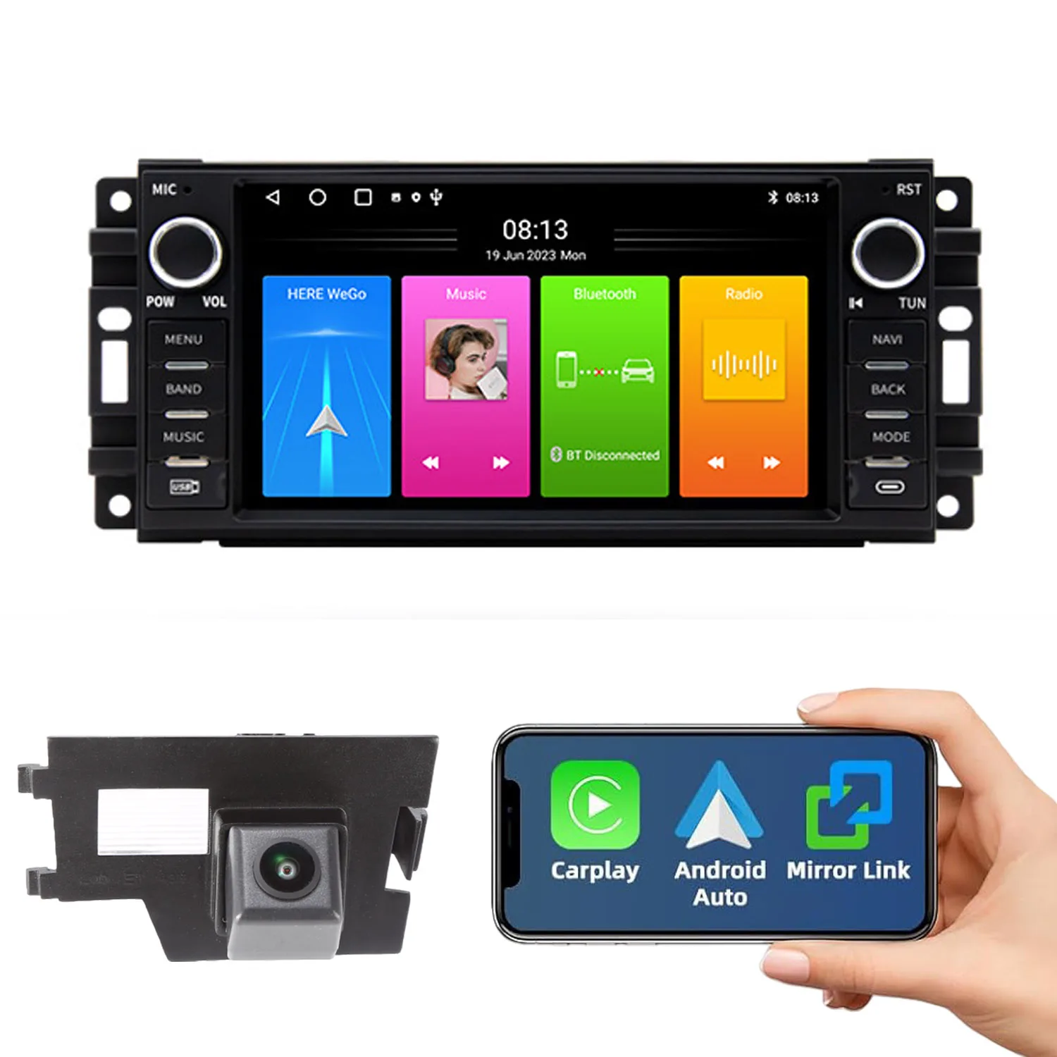 Android car radio Carpaly GPS Navigation+ HD camera for Dodge Durango Magunm RAM 1500 2500 3500 4500 5500 Dakota Charger Caliber