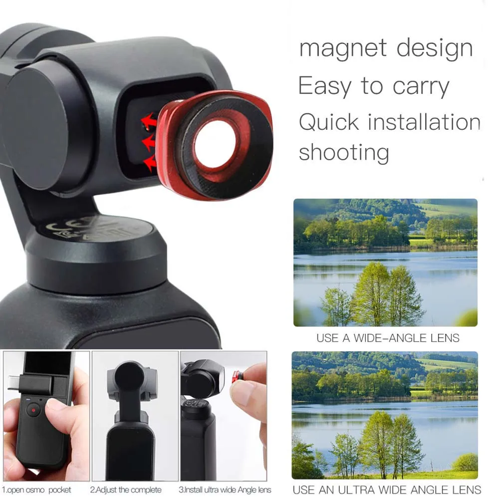 Objectif Ultra grand Angle pour Osmo Pocket, lentille à Structure magnétique Hd professionnelle pour accessoires Osmo Pocket