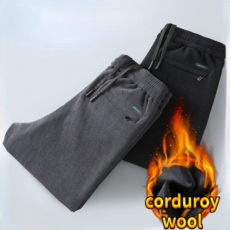 

Men's Clothing Spring Winter Corduroy Drawstring Plush Brushed Harem Casual Cargo Designer Baggy Korea Street Fashion Sweatpants