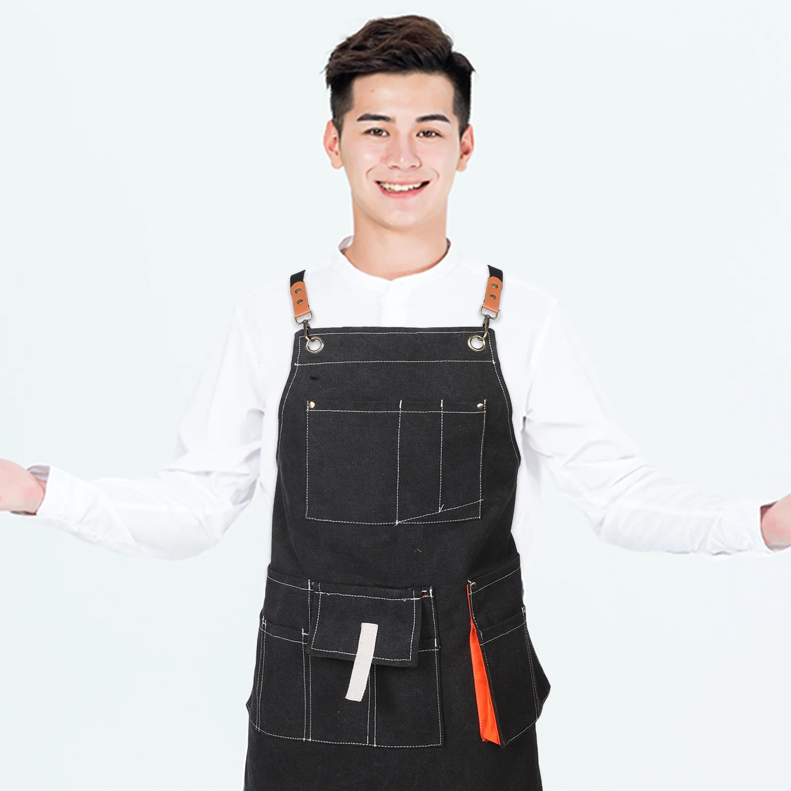 Avental de trabalho para homens e mulheres, cozinha, pintura, carpintaria, cozinha com bolso ajustável, avental de chef, oficina de limpeza de prato