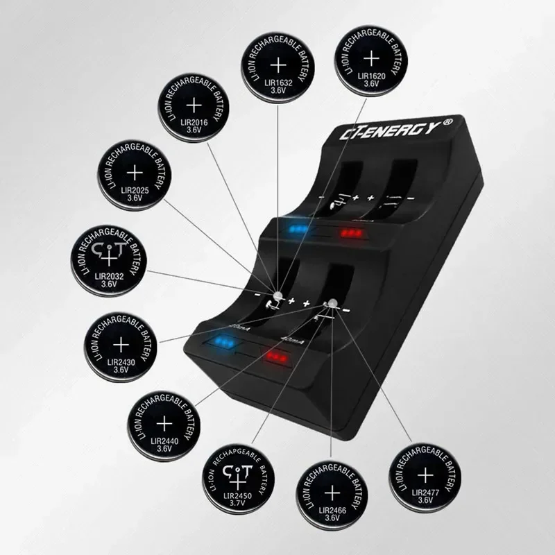 8 Slot Smart LIR Coin Battery Charger Portable Travel for LIR1220 2032 2450 Series Watch Batteries