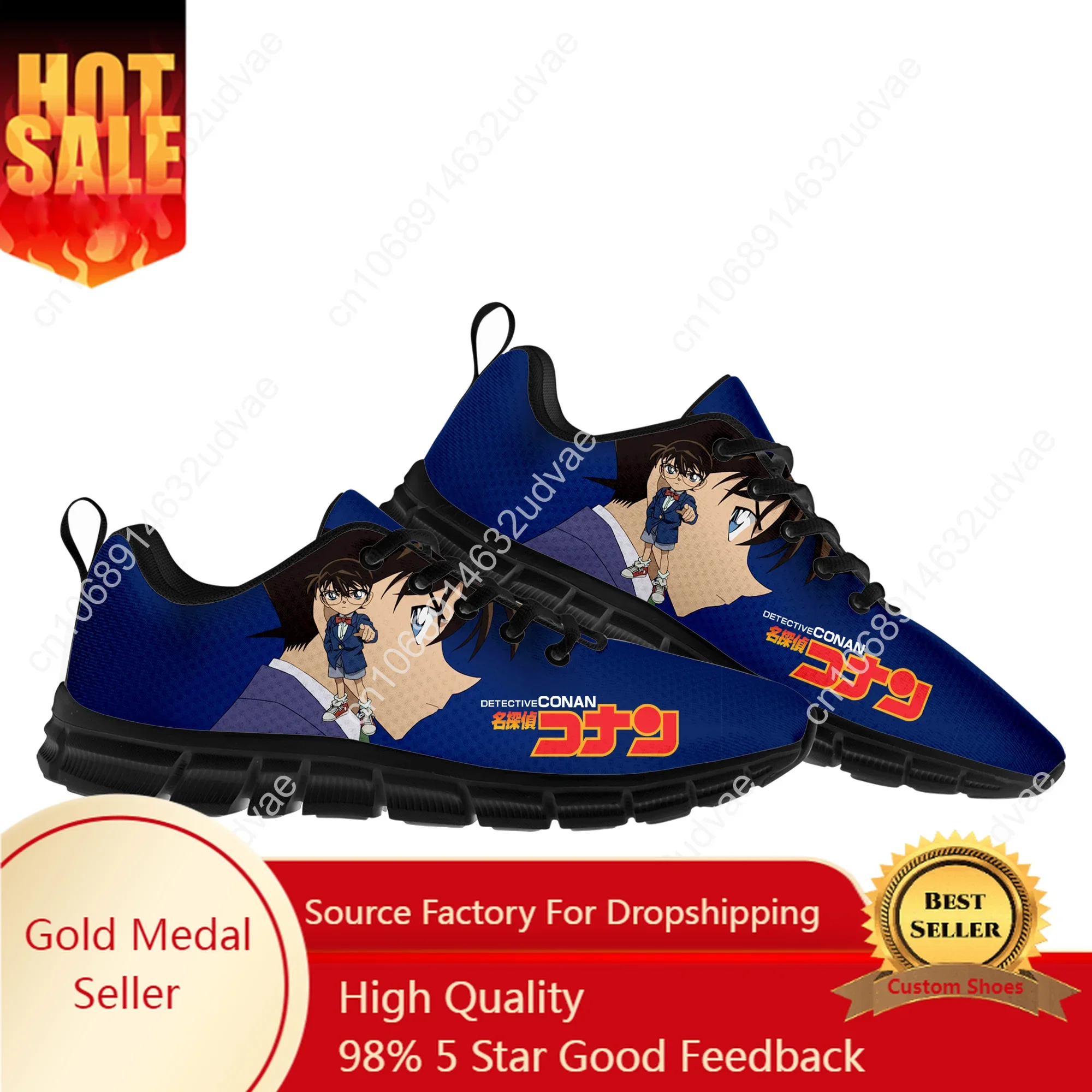 

Detective Conan Cartoon Sports Shoes Mens Womens Teenager Sneakers Custom High Quality Couple Black Casual Shoe