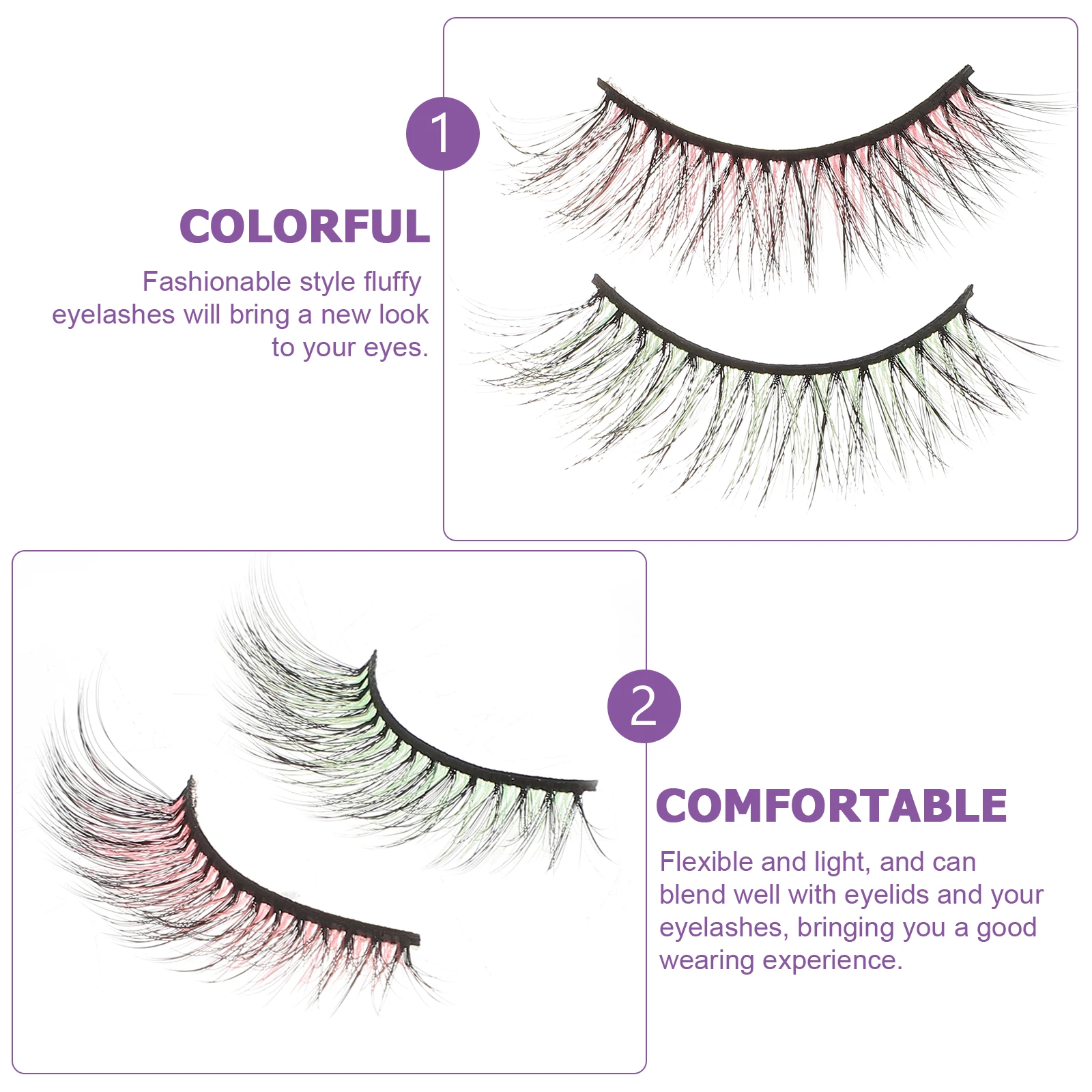 

Colorful False Eyelashes Realistic Natural 3D Makeup Lashes Party Fancy Dress Club Cosplay Halloween Stage Photo Faux