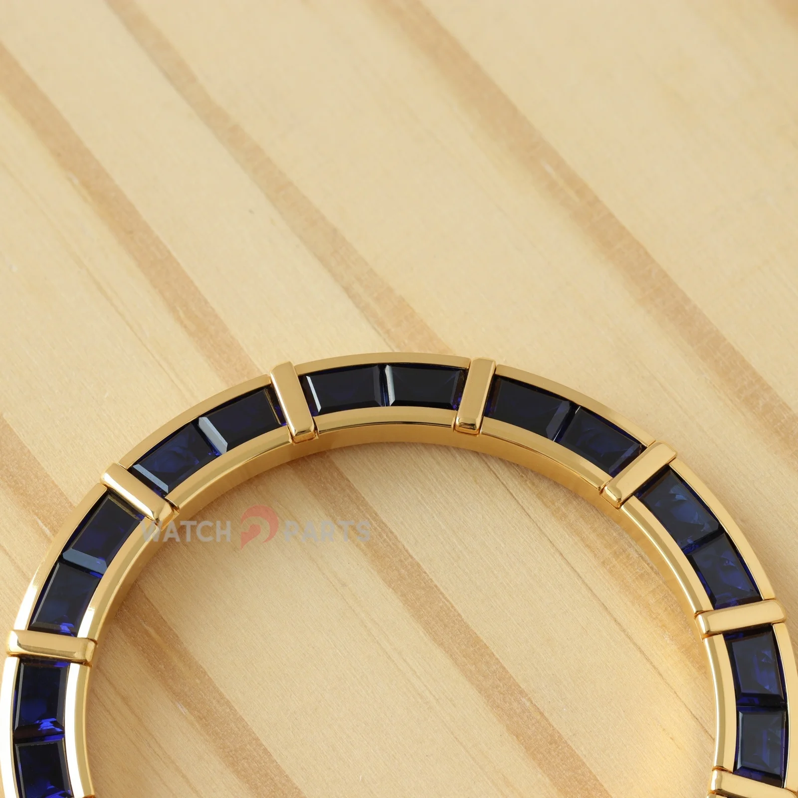 24 Baguette Synthetic Dark Blue Sapphire Diamond Gold Watch Bezel for Rolex Daytona 40mm Watch Gemstone Bezel