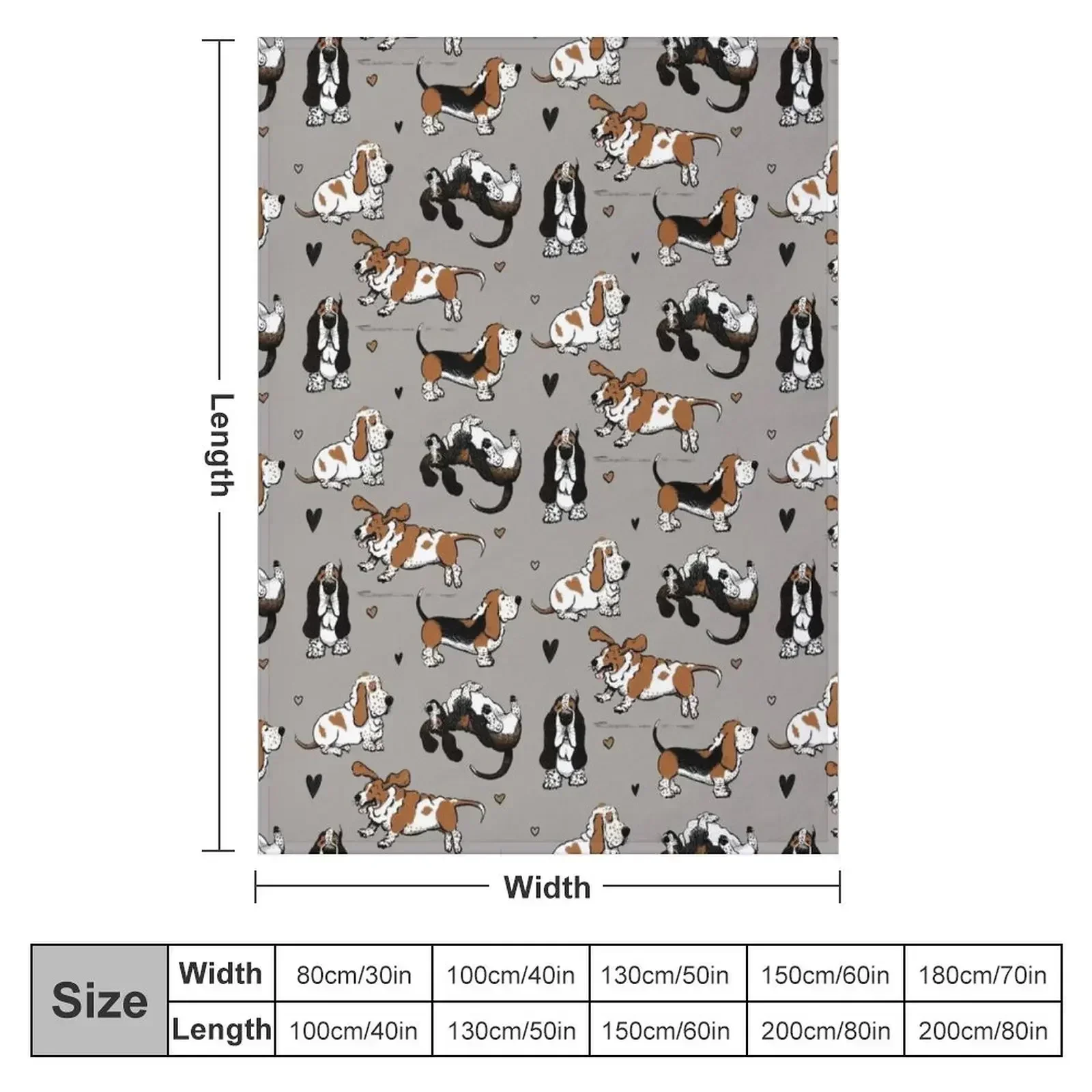 Basset Buddies on Warm Gray Throw Blanket couch cozy soft plush fuzzy picnic outdoor blanket