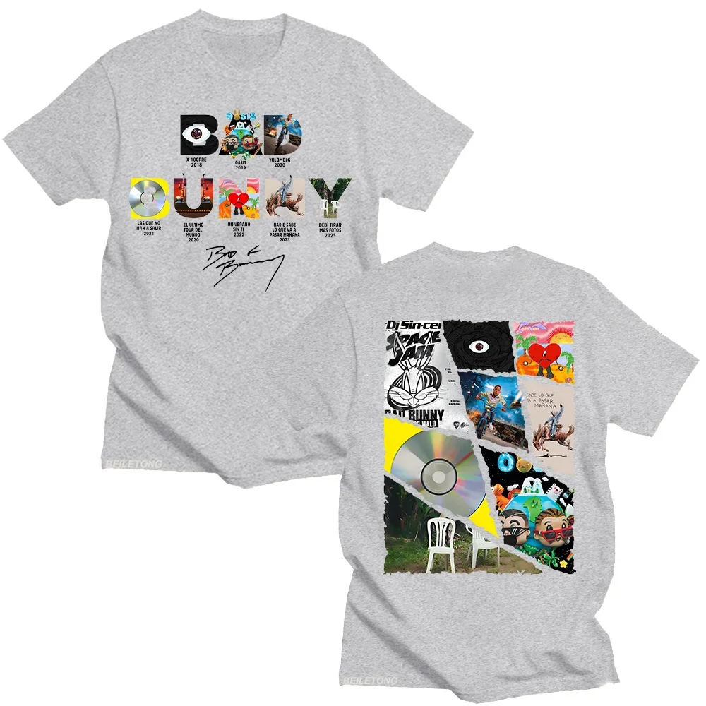 Bad Bunny moda 2025 nuevas camisetas de algodón Vintage divertido Rana Debí Tirar Más Fotos camisetas mujeres hombres diseño estético Top tendencias Y2K