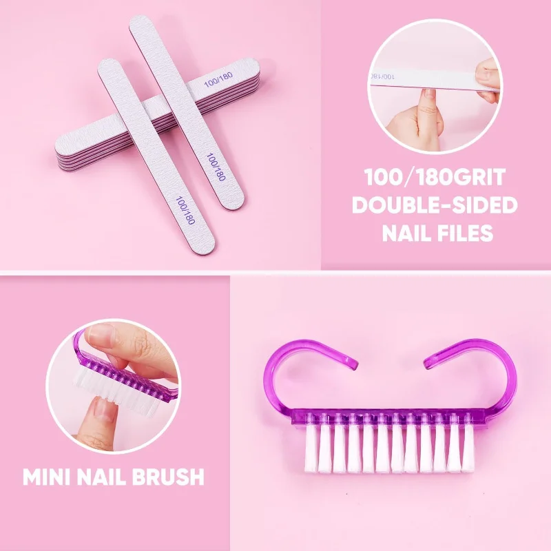 15 stks/partij Nail Art 100/180 Grit Buffer Spons Blok Borstel Nagelschaartje Kit Met Cuticle Nipper Pushers Manicure Gel Polish tool