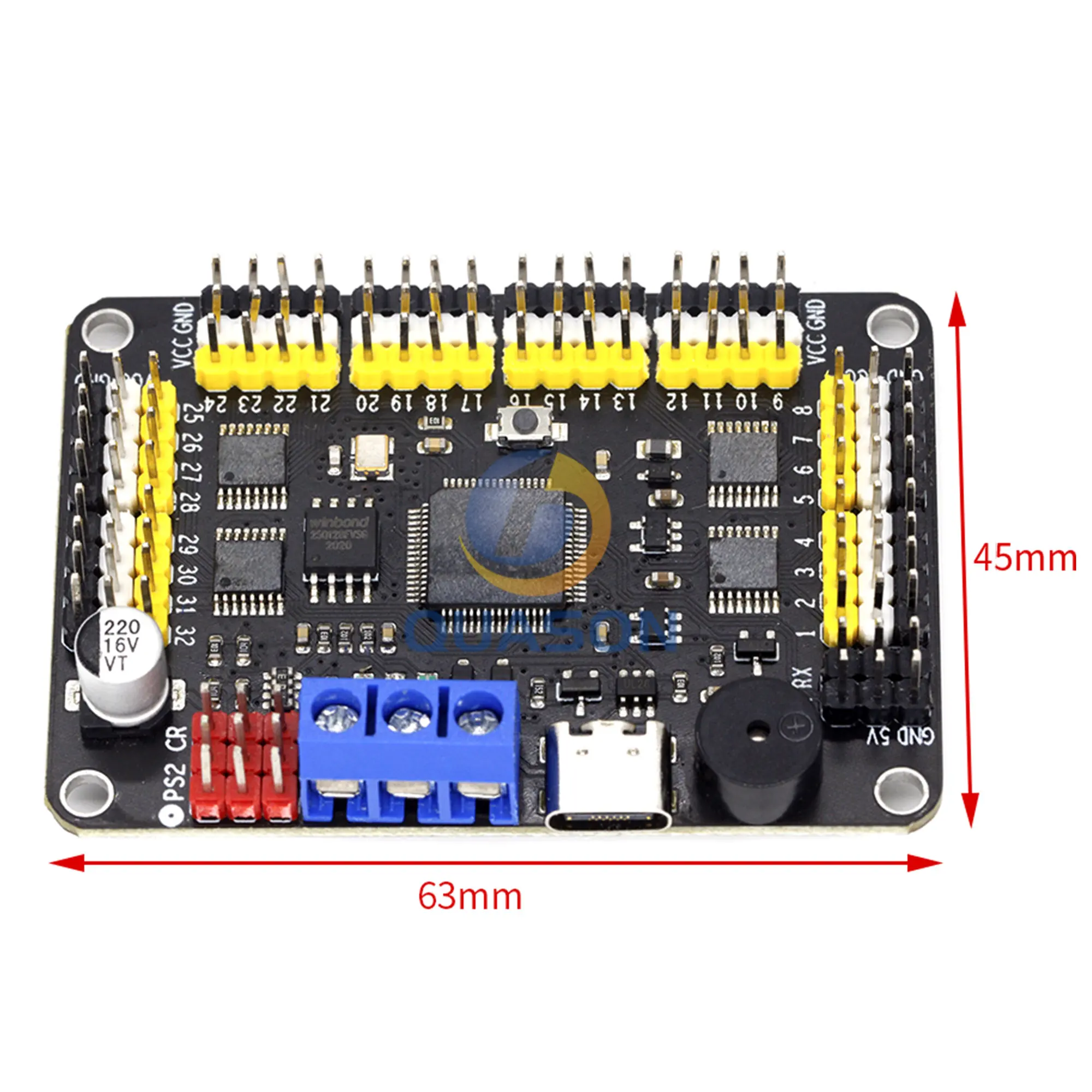 New Version 32 Channel Robot Servo Control Board Servo Motor Controller PS-2 Wireless Control USB/UART Connection Mode