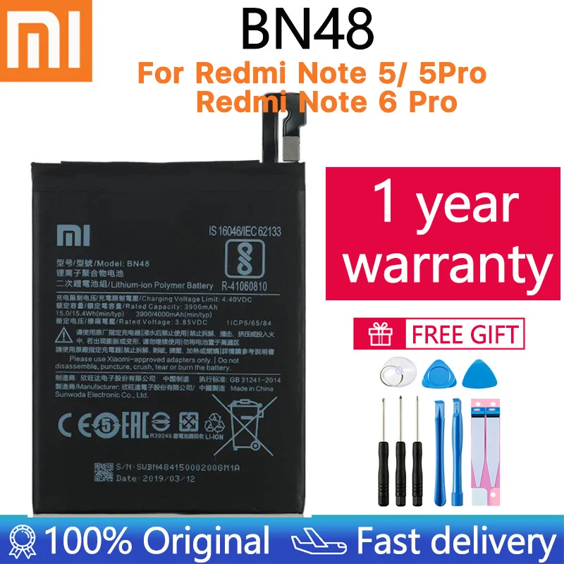 

100% Orginal BN48 Battery 4000mAh For Xiaomi redmi Note 6 Pro High Quality BN48 Battery