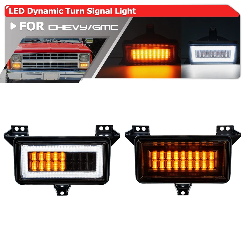 

Smoked Switchback LED Signal Blinker Corner Parking Lights For 1983-86 Chevy GMC C/K 10 20 30 K5 Blazer Suburban Jimmy Trucks