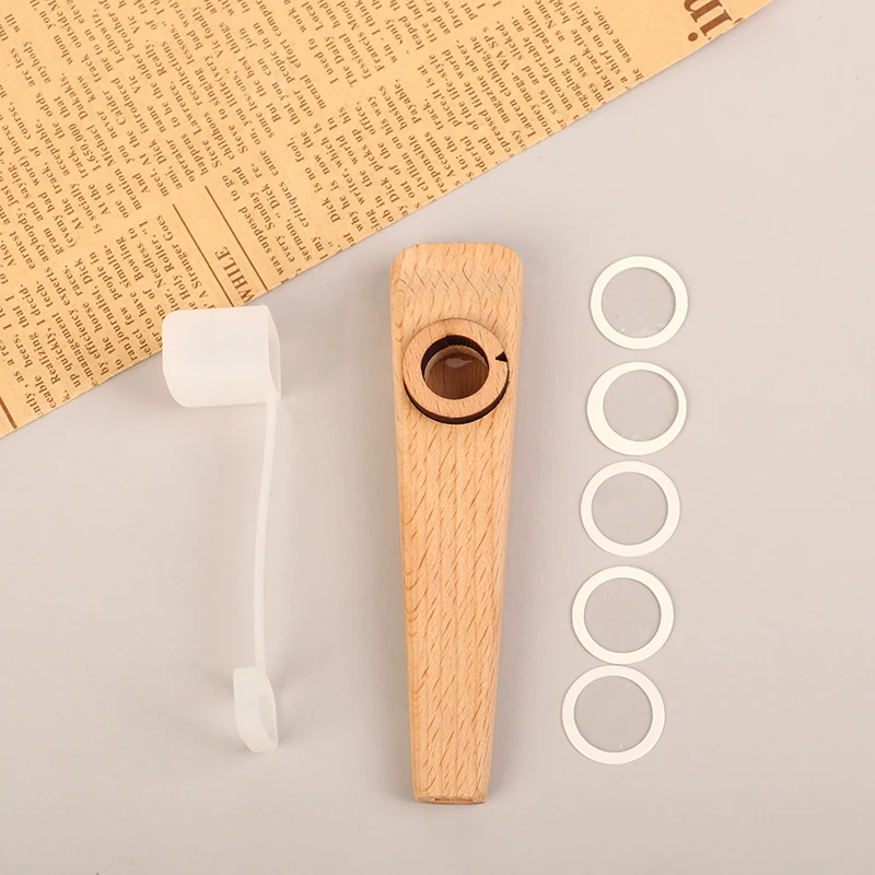 1 قطعة كازو خشبي كازو مزمار خشبي مرافقة المبتدئين الناي بسيط وسهل التعلم ولعب الأداة