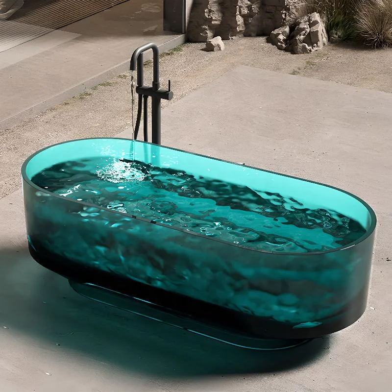 Hotel Colourful Resin Crystal Bathtub Bathroom Luxury Solid Surface Soaking Bathtub