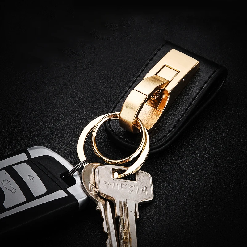 Leather Men Key Chain Luxury Belt Hanging Keychains Buckle Classic Retro Key Ring Holder Waist Hanging Fathers Day Gift Jewelry