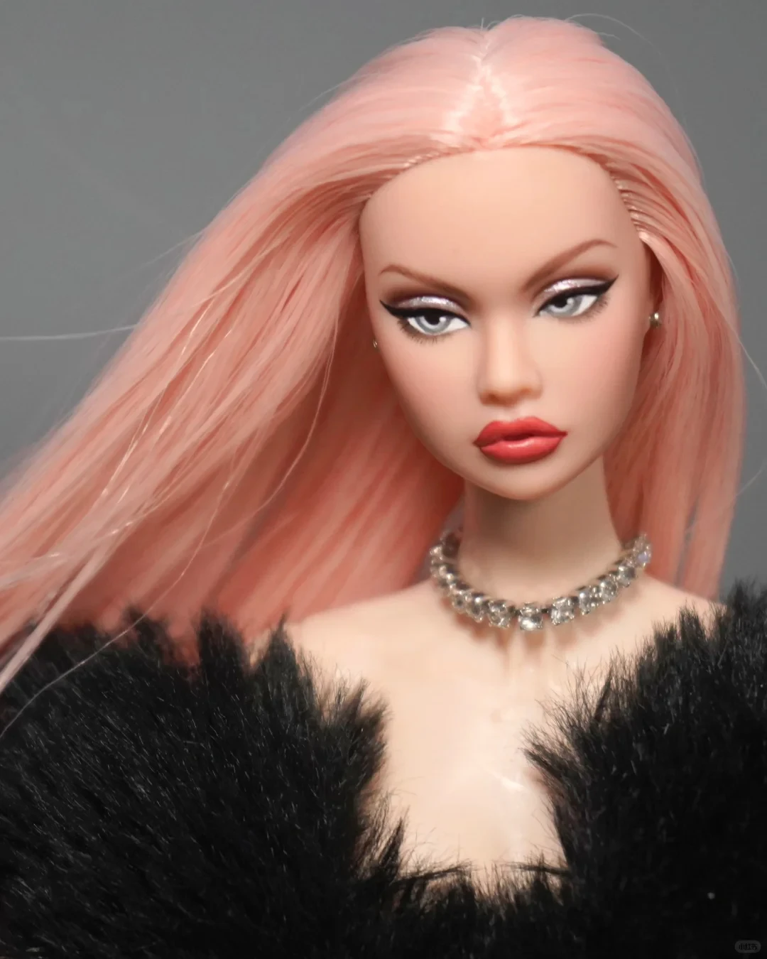 Repainted & Rerooted Poppy Parker Doll Head, Saran Hair Fiber, FR IT Base, Art Custom Doll Head For OOAK Project