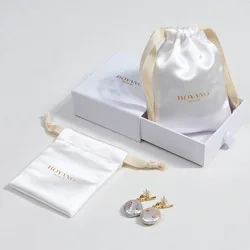 Custom Printed Logo White Luxury Bundle Wig Hair Extension Satin Drawstring Bag Silk Clothes Shoes Gift Dust Packing Pouch