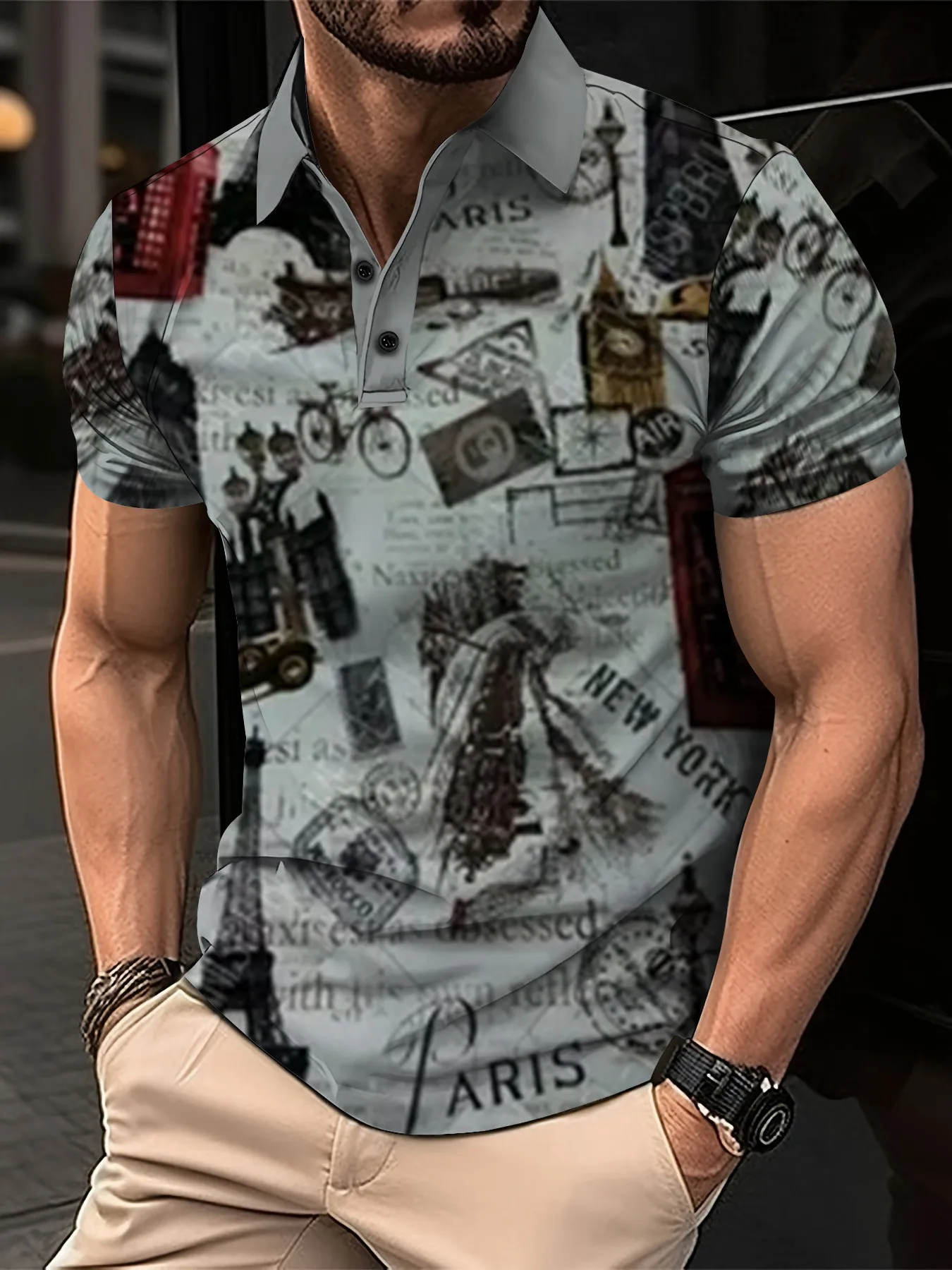 

Summer Letter Print Casual Men Polo Shirts Fashion Business Comfortable Breathable Cool Top Male Short-Sleeved Polo Shirt