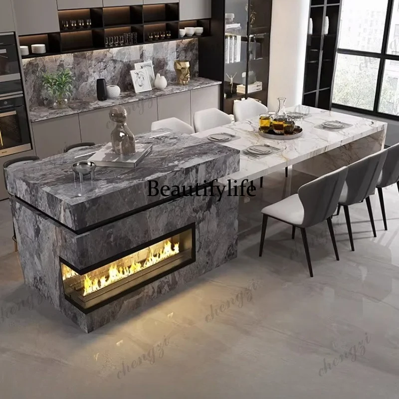 Luxury Stone Kitchen Island - Custom Dining Table Marble Peninsula Countertop for Open-Concept Kitchen & Modern Home Extendable