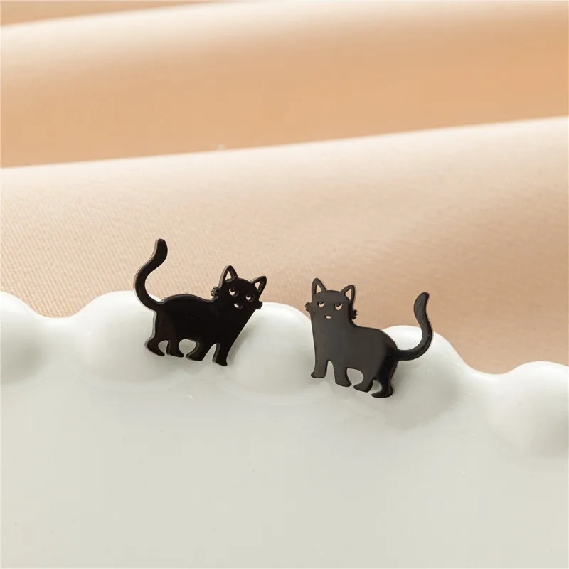 Lovely Small Cat Earrings Women Multiple Animal Stainless Steel Earings Fashion Jewelry Kitten Kitty Ear Studs Girls Gift