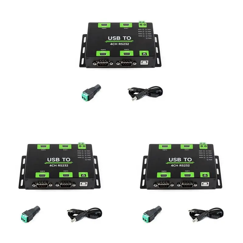 QWE-3X Industrial Isolated USB To 4CH RS232 Converter USB To Serial Adapter FT4232HL Chip Wind/Linux/Android,RS232 Male Port
