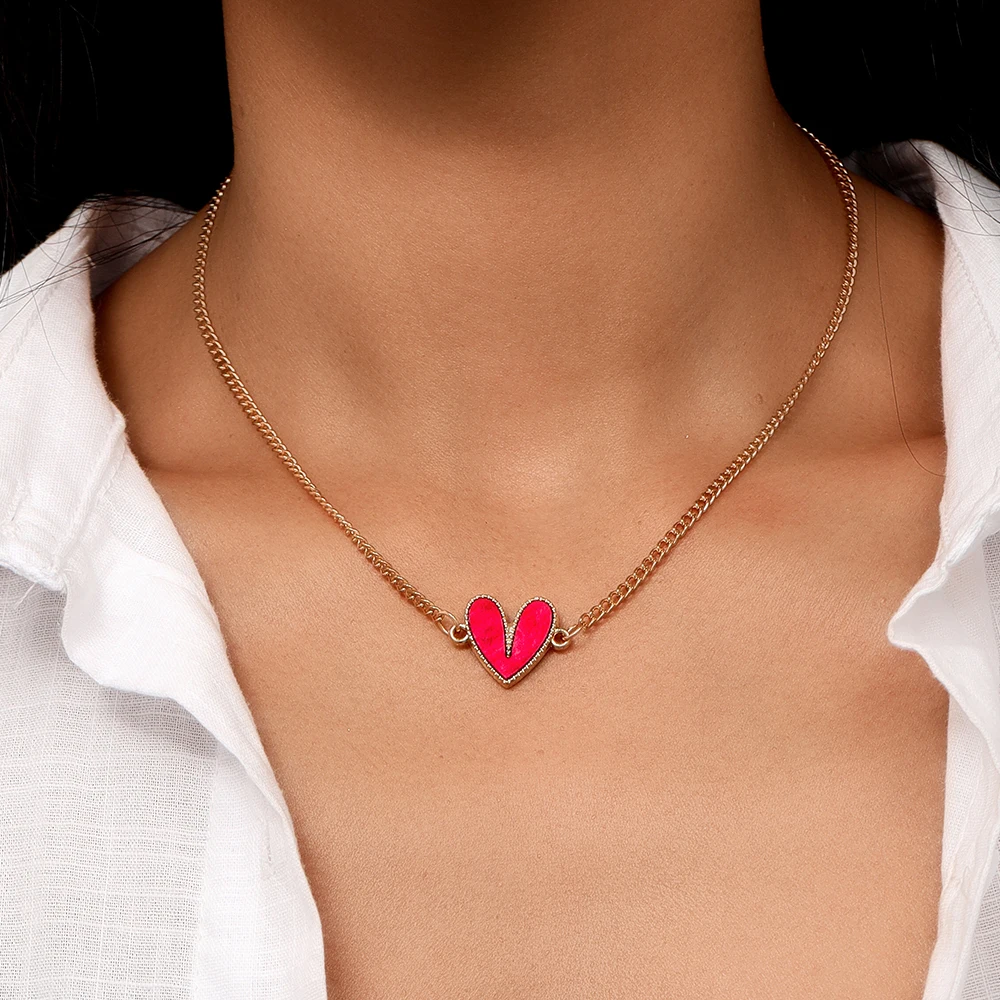 Aihua Niedliche Kawaii Mädchen Herzanhänger Halskette für Frauen Neuer Trend Mädchen Schlüsselbeinkette Party Geburtstag Schmuck Geschenke – Detail 2