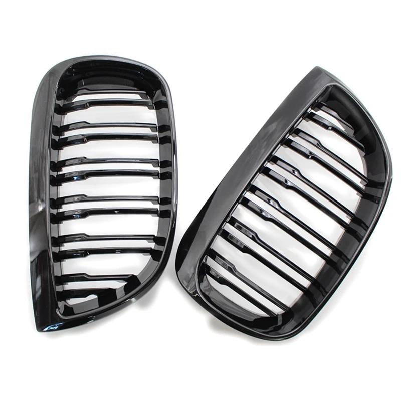 

3 Pair Front Kidney Double Line Grille Sport Grill Replacement For-BMW E81 E87 E88 1 Series 2004-2007 GLOSS BLACK